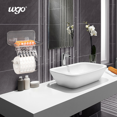 WGO Transparante badkamer Wandmontage Toiletpapierhouder Tissue Roll Dispenser met telefoonopslagplank